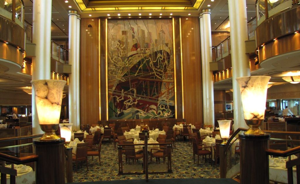 The Queen Mary 2's Britannia restaurant. The Queen Mary 2's Britannia restaurant.